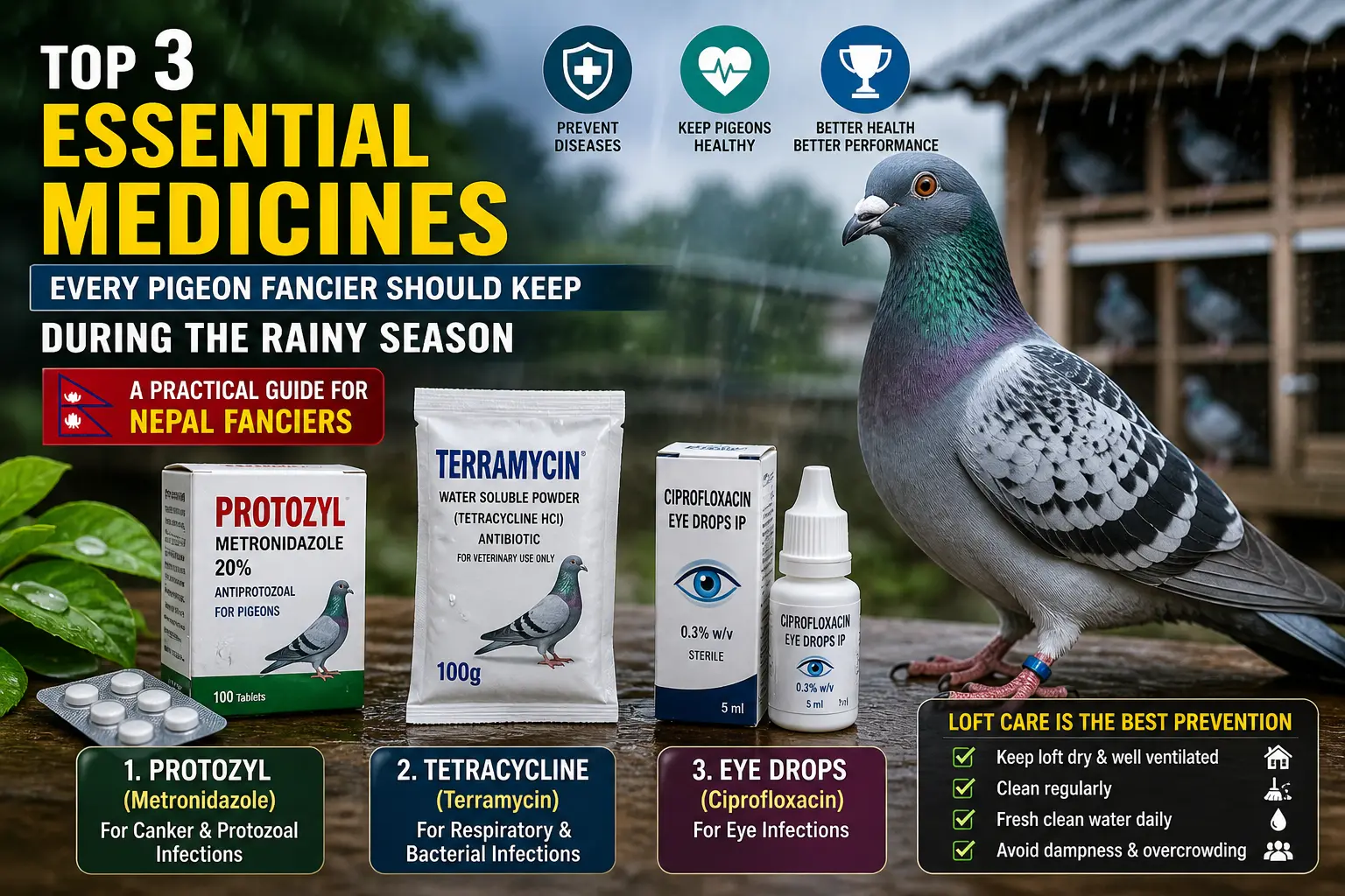 Top 3 Medicines Every Pigeon Fancier Must Have During Rainy Season